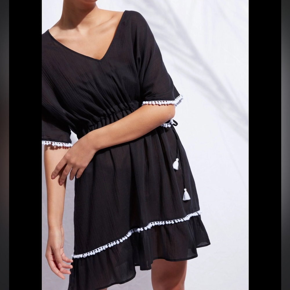 Calzedonia cobey White Pom-Pom Trim cover up dress one size